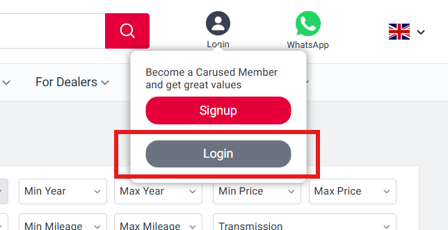 Click Login Button on Top Right